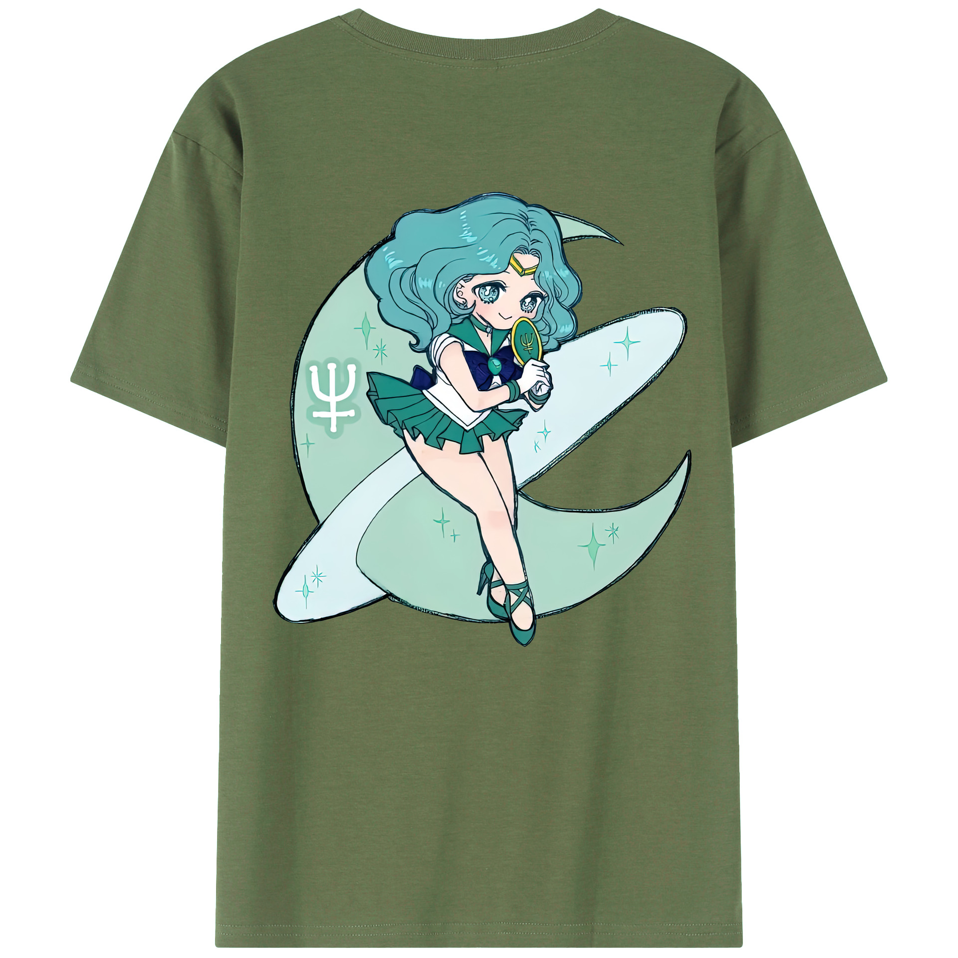 （画像用） 美少女戦士セーラームーン 海王 みちる（かいおう みちる） Sailor Moon Kaiou Michiru 綿100％ メンズ半袖Tシャツ（バックプリント） 通気性